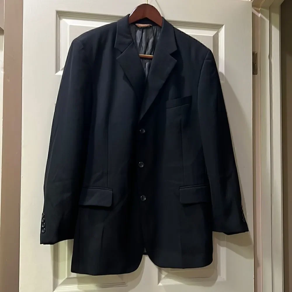 Caravelli Men’s 40R Black w Stripes 3-button Sports Coat Jacket Blazer